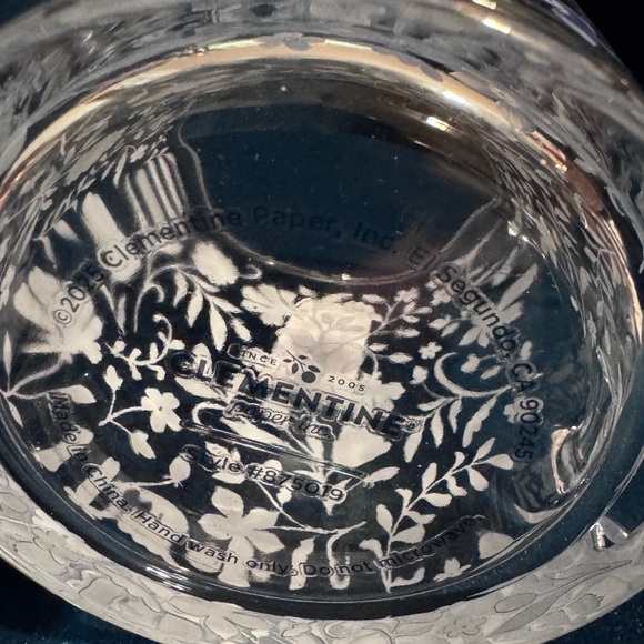 Clementine Paper Blue Floral Glass Coffee Mug Botanical Pattern NWT - Picture 3 of 4